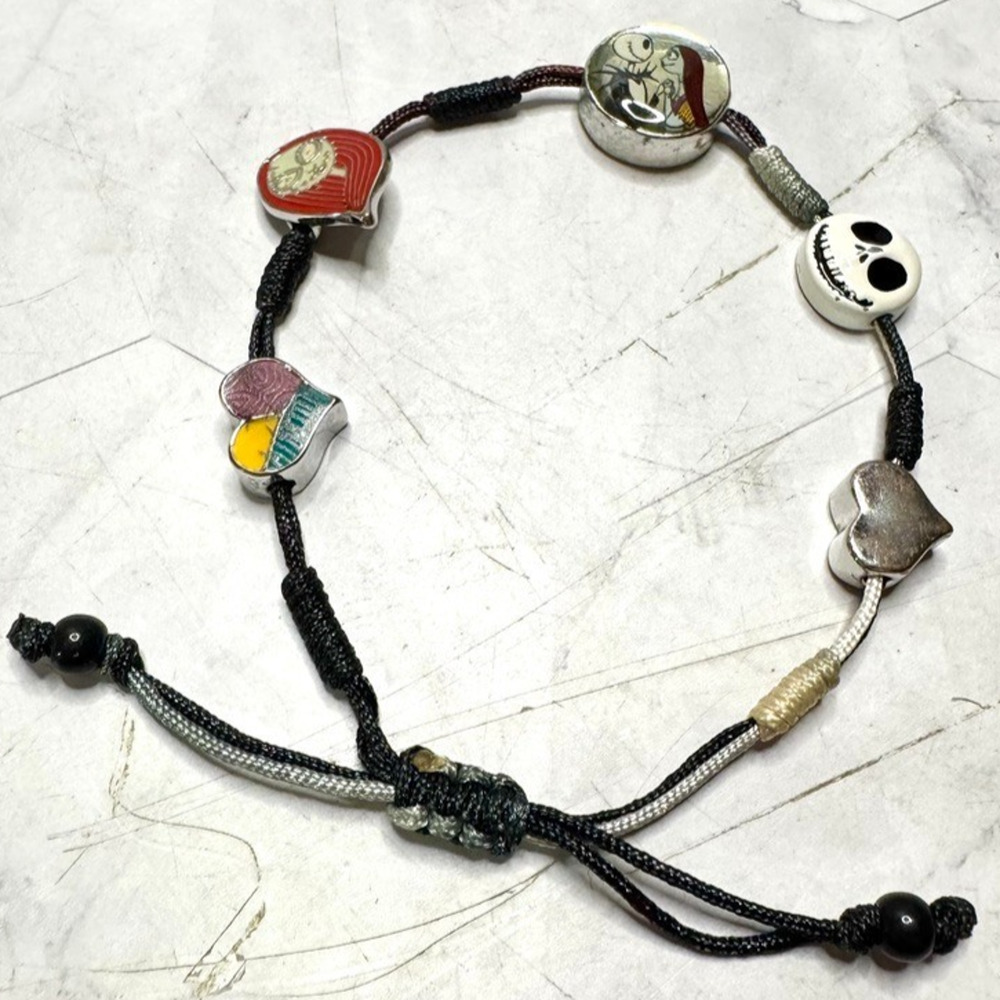 Disney Nightmare Before Christmas Jack & Sally Cord Charm Bracelet Halloween